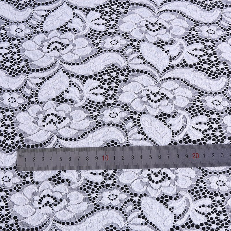 Lace Fabric White Black Warp Knit for Women's Wear Wholesale Supplier 6